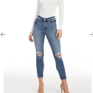 Good American V Waist Ripped Skinny Jeans